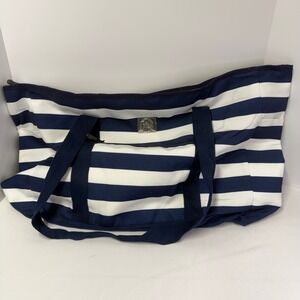 Bang & Carsen Navy White Striped Packable Duffel Weekender Travel Beach Bag NEW